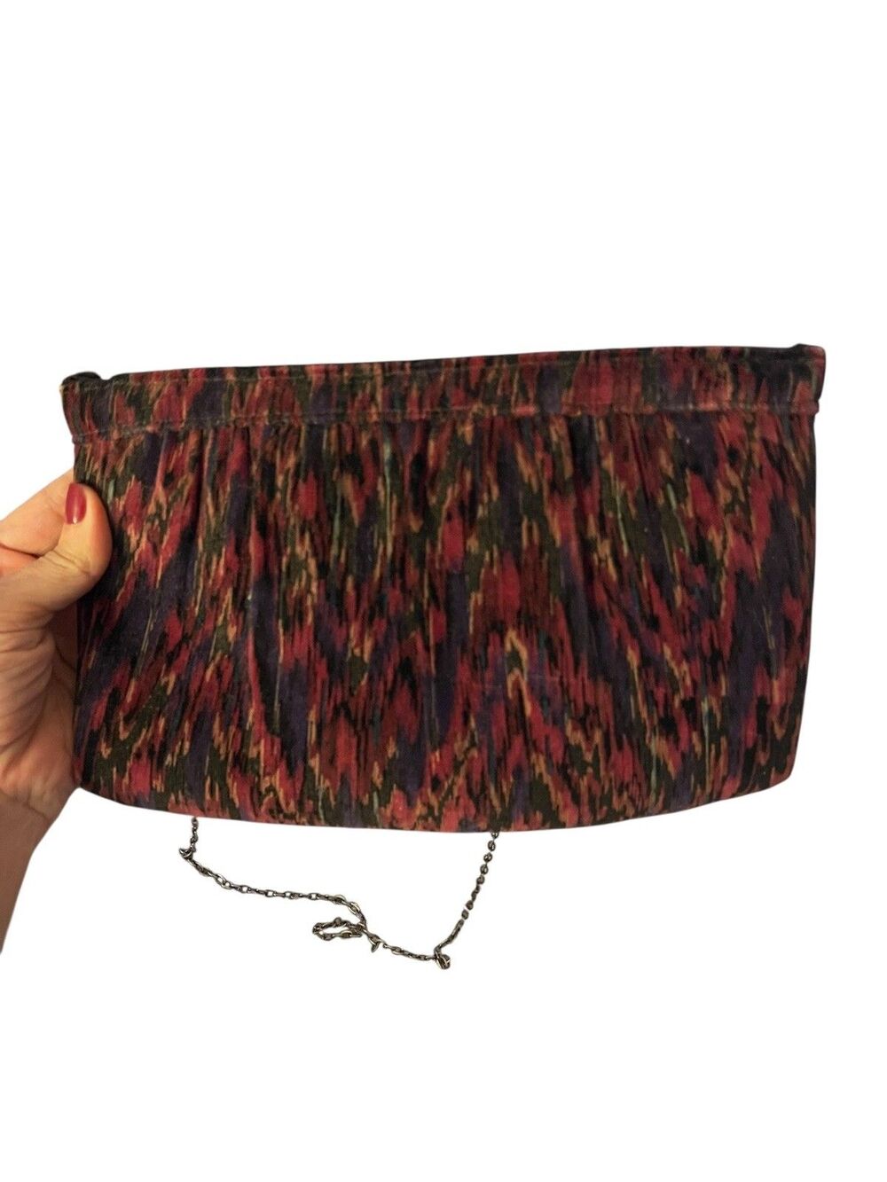 Vintage Fields Clutch Purse Faux Suede Gold-tone Chain Detail Multicolor MCM